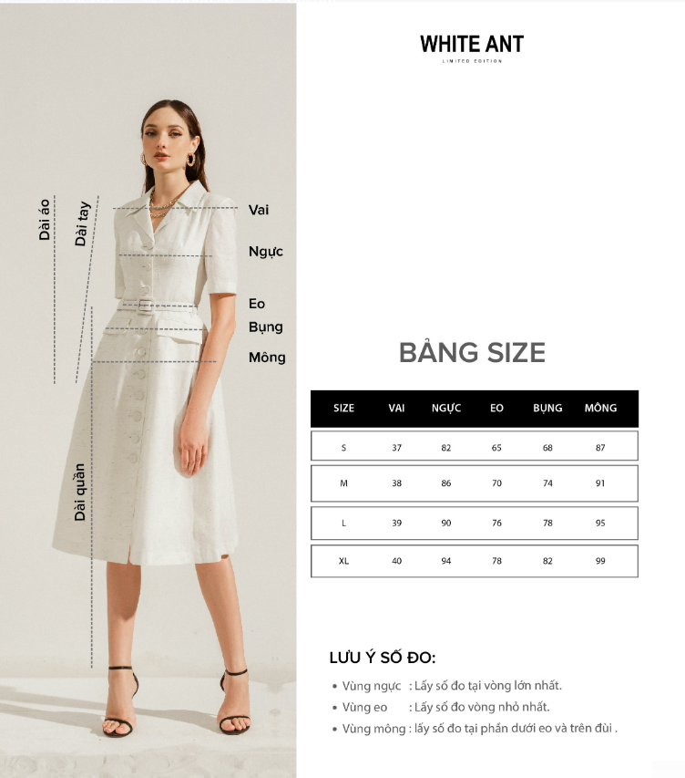 Đầm Xòe tay Bồng Phối Cổ Nữ White Ant, Hàng Thiết Kế Cao Cấp KARAMAT A-LINE DRESS 120400215