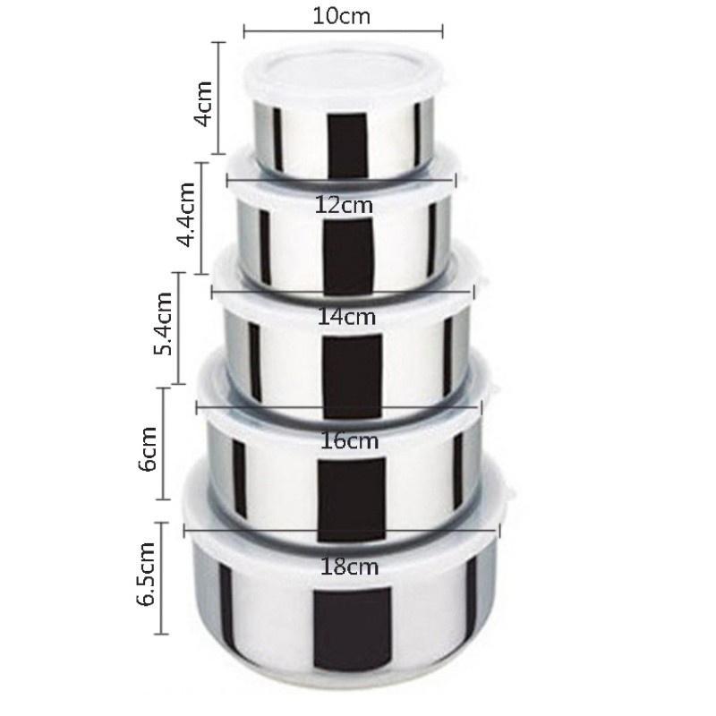 Bộ 5 thố inox đựng thực phẩm có kèm nắp đậy đa năng