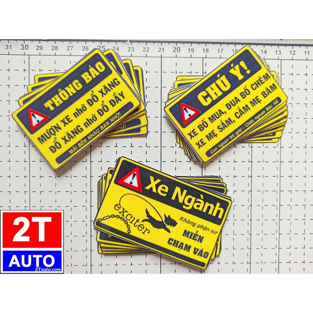 Bộ 3 Tem cảnh báo, logo cảnh báo dán xe máy ô tô, sticker ngộ nghĩnh cảnh báo chú ý mượn xe