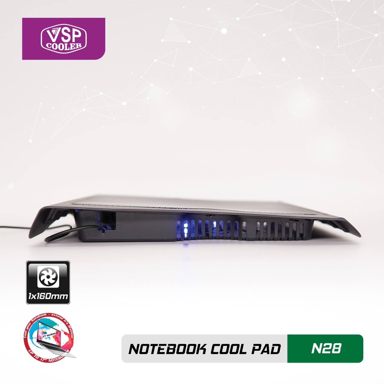ĐẾ TẢN NHIỆT VSP Cooler N28 (1*Fan 16cm) - giao ngẫu nhiên - hàng nhập khẩu