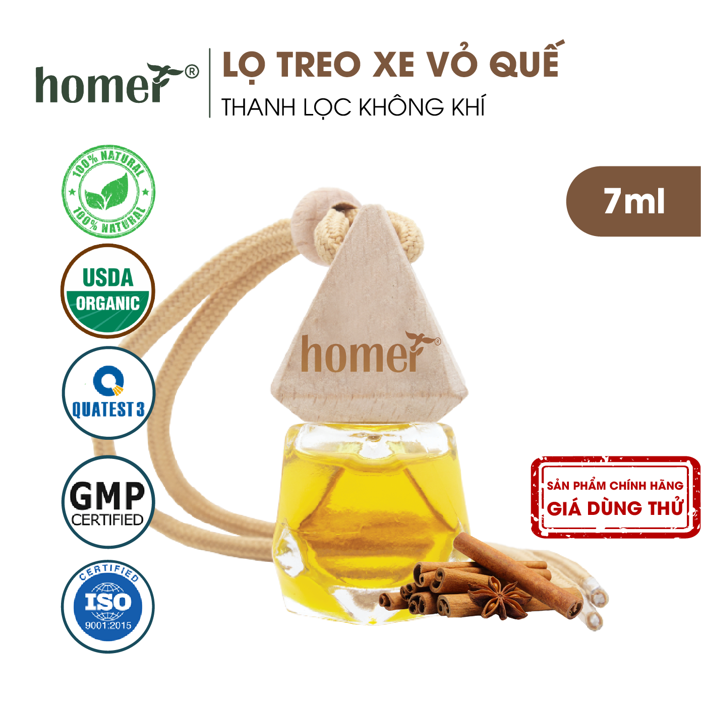 Tinh Dầu Quế Homer 100ml - Chính Hãng, Đạt Chuẩn Kiểm Định Cao Cấp - Tinh Dầu Xông Thơm Phòng, Thư Giãn, Khử Mùi hiệu quả