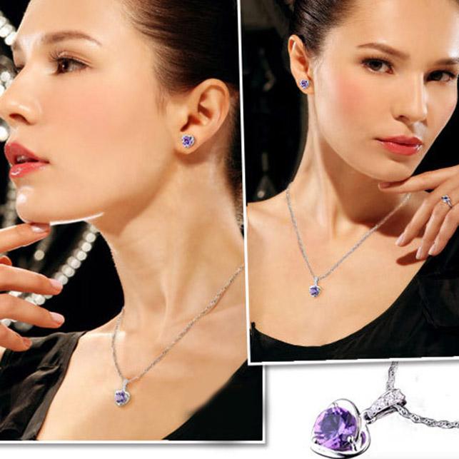 Bộ trang sức Dây chuyền Bông tai trái tim BHB44