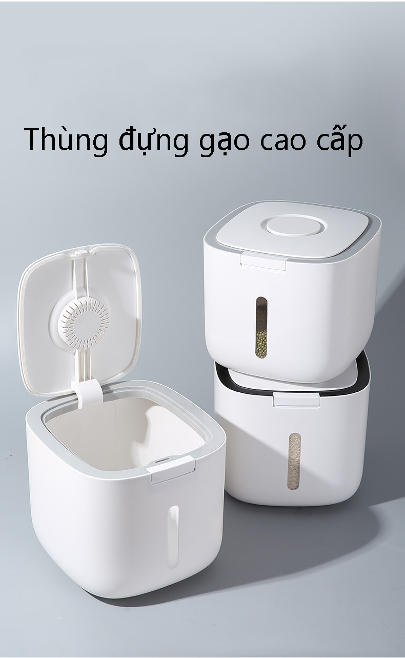 Thùng Đựng Gạo Thông Minh - Chất Liệu ABS Cao Cấp - Nhấn Nút Tiện Lợi - 2 Loại Kích Thước - Hàng Chính Hãng - Giao Màu Ngẫu Nhiên