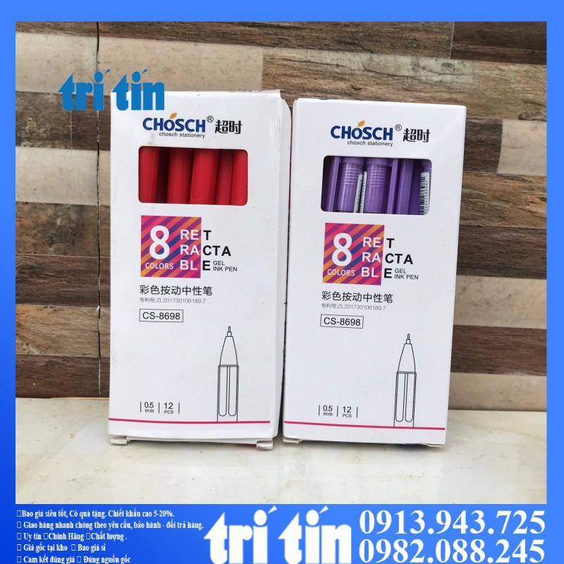 Bút nước bấm, gel bấm CHOSCH CS-8698 tím,xanh,đỏ,đen (vpp trí tín)