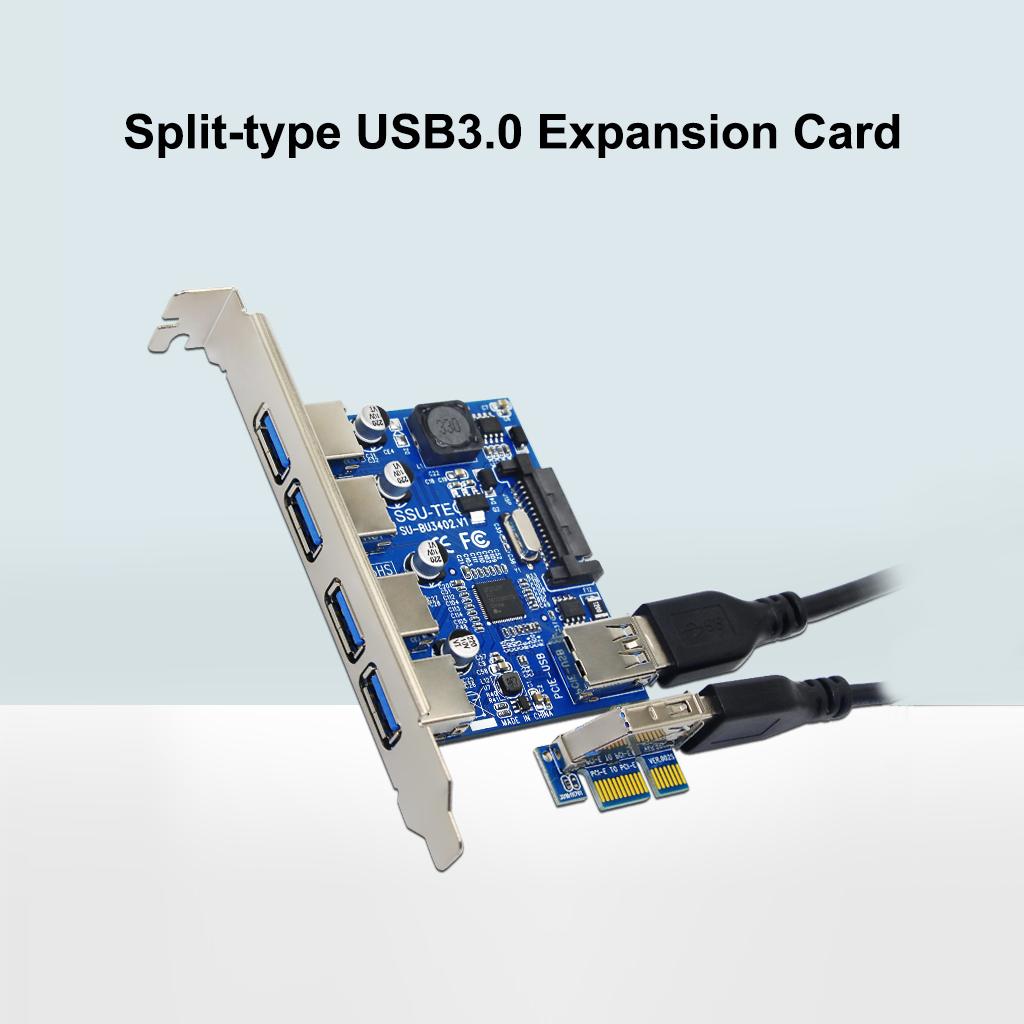 Bốn cổng USB 3.0 Siêu nhanh 5Gbps PCI-E Thẻ mở rộng PCI Express Adapter Chuyển đổi Thẻ Mô-đun cấp nguồn