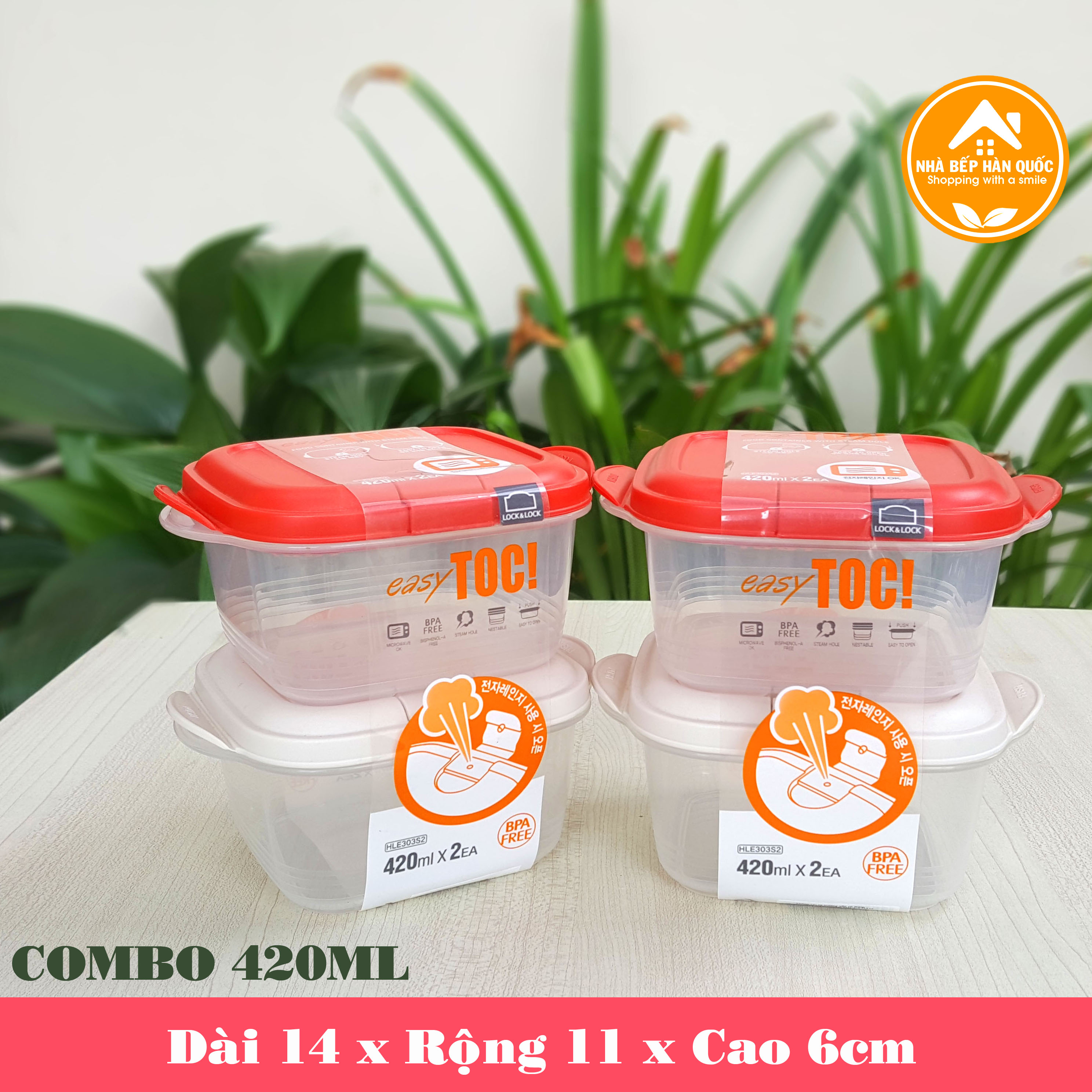 Hộp nhựa đựng thực phẩm, hộp bảo quản thực phẩm P&amp;Q HLE313S2 &amp; HLE317GRN