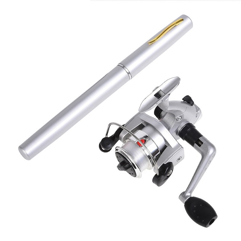 COMBO bộ cần câu bút bi mini kèm máy câu 1m/1m4 , cần câu bút máy đứng câu tôm câu mực thu nhỏ siêu nhẹ, mua can cau but