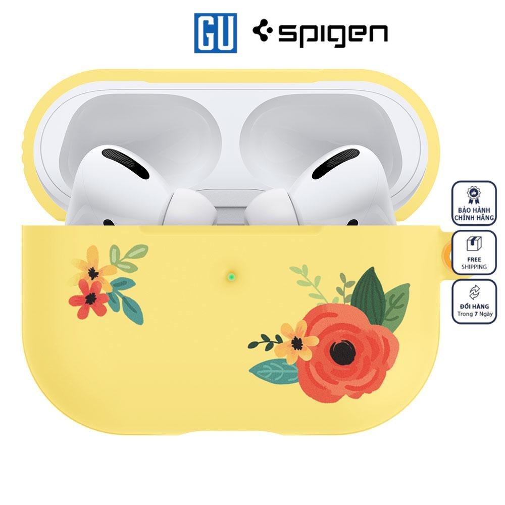 Ốp Spigen Ciel Silicone Cecile For AirPods Pro tích hợp móc khóa Màu patel phối hợp họa tiết hoa dễ thương Hàng Chính Hãng