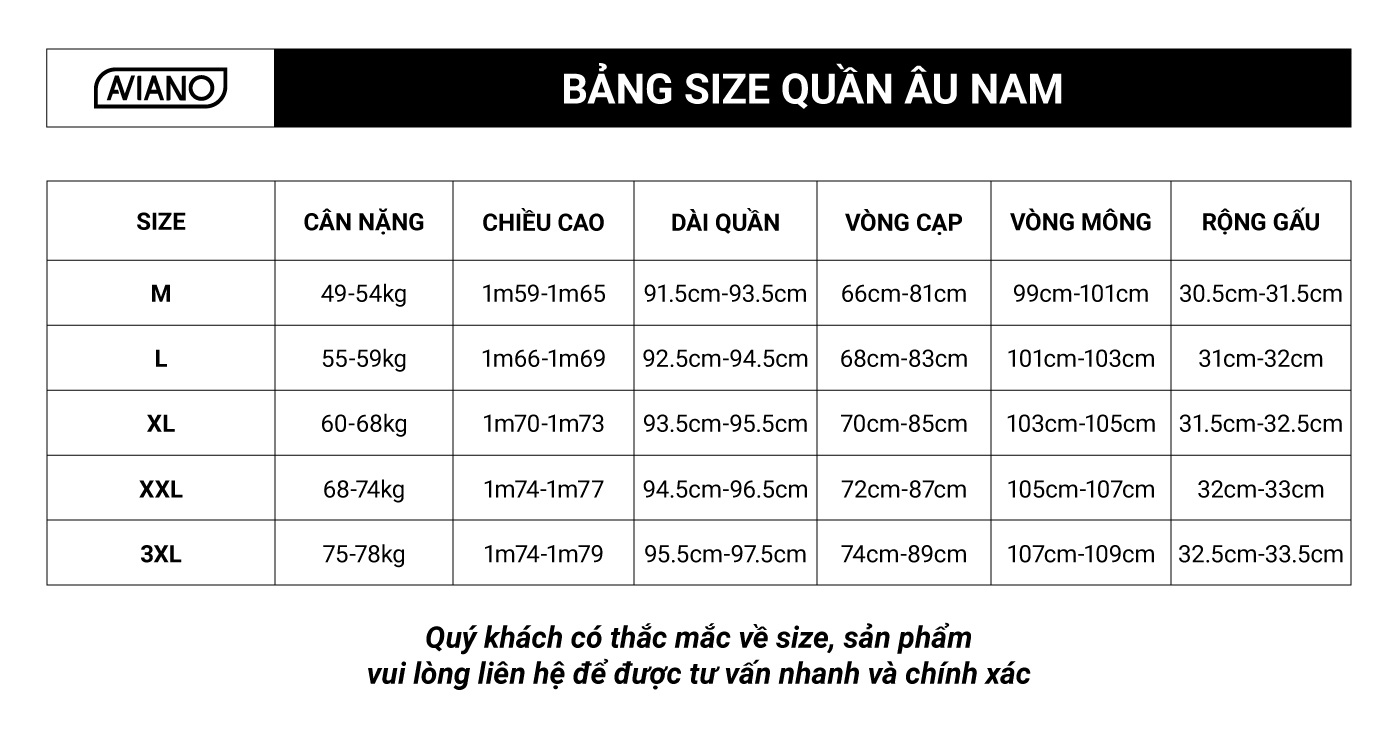 Quần Âu Nam Dài Kèm Móc Di Chuyển Thiết Kế Phong Cách Thời Trang AVIANO