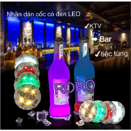 Bộ 5 đế Lót Ly đèn led phát sáng đẹp mắt Party Night Club (size 5cm)