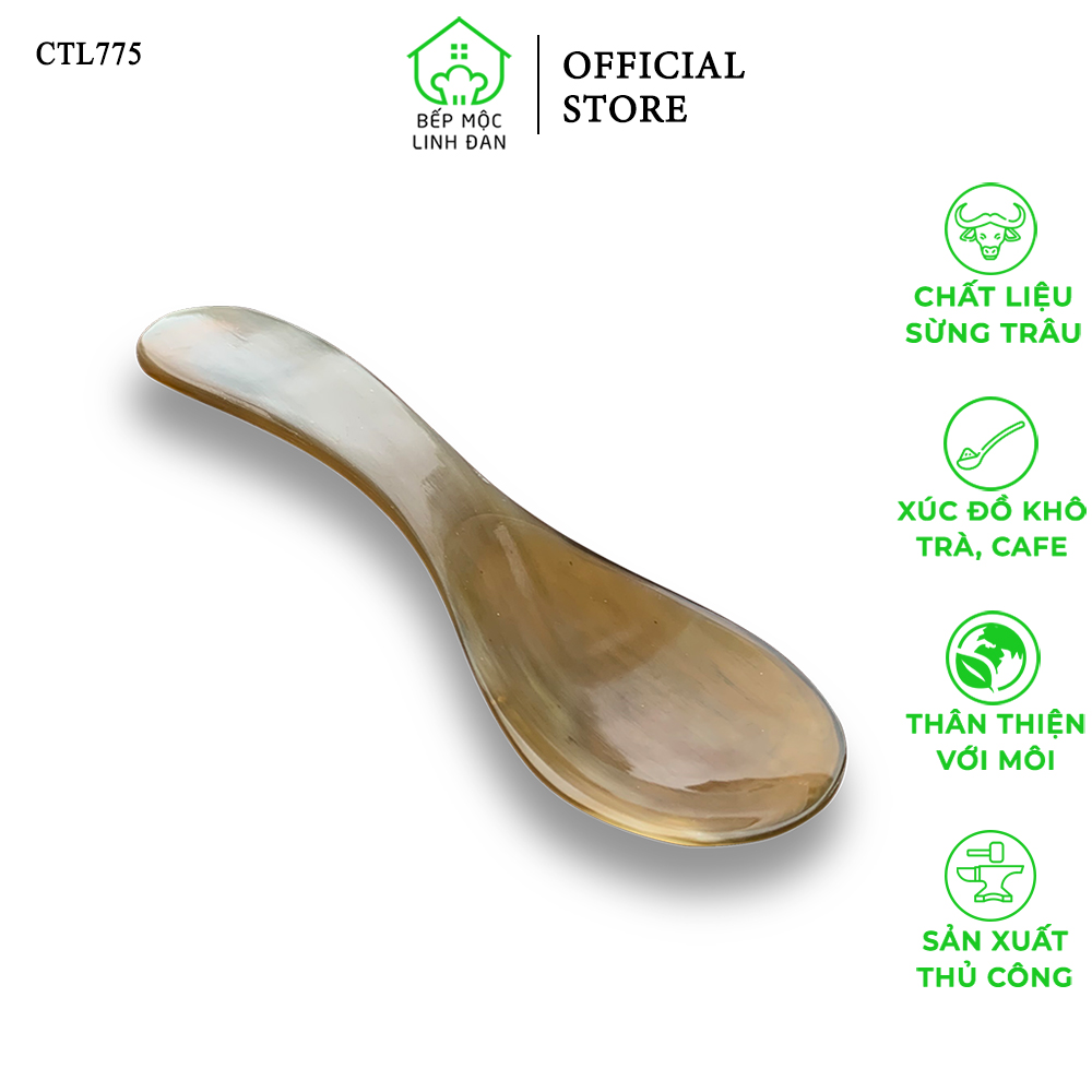 Thìa Xúc Gia Vị Đồ Khô Bằng Sừng Tự Nhiên HAHANCO Size Nhỏ 9.7cm