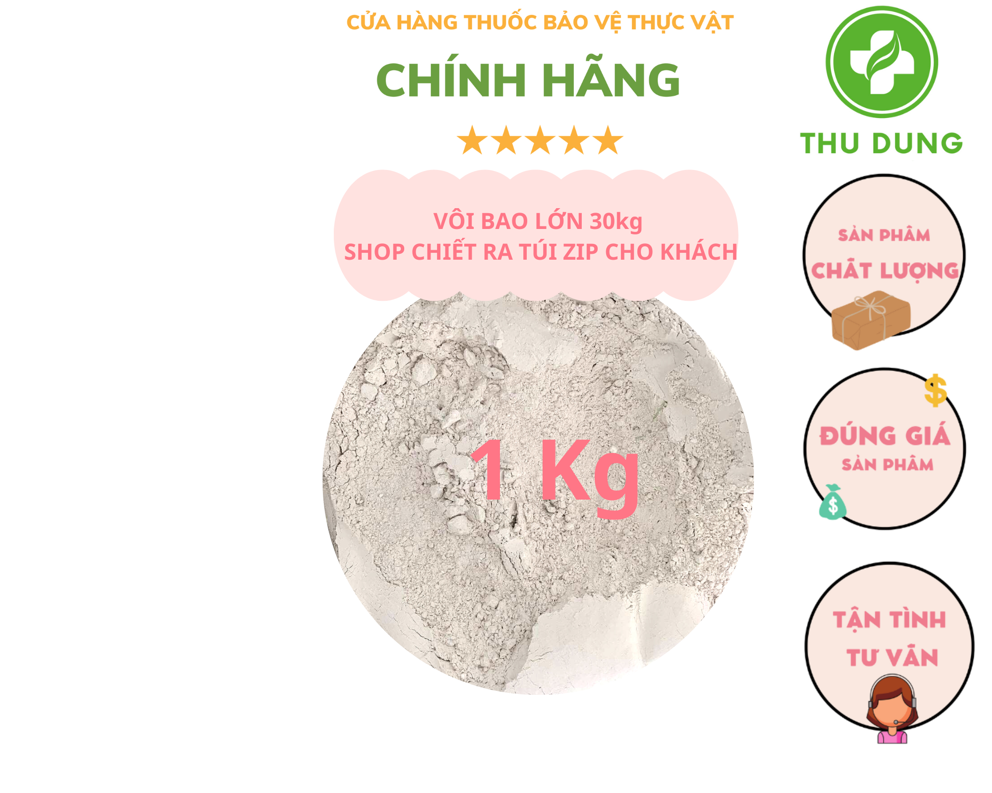 Vôi bột nông nghiệp dùng khử chua, hút ẩm cải tạo đất,sát trùng 1 Kg