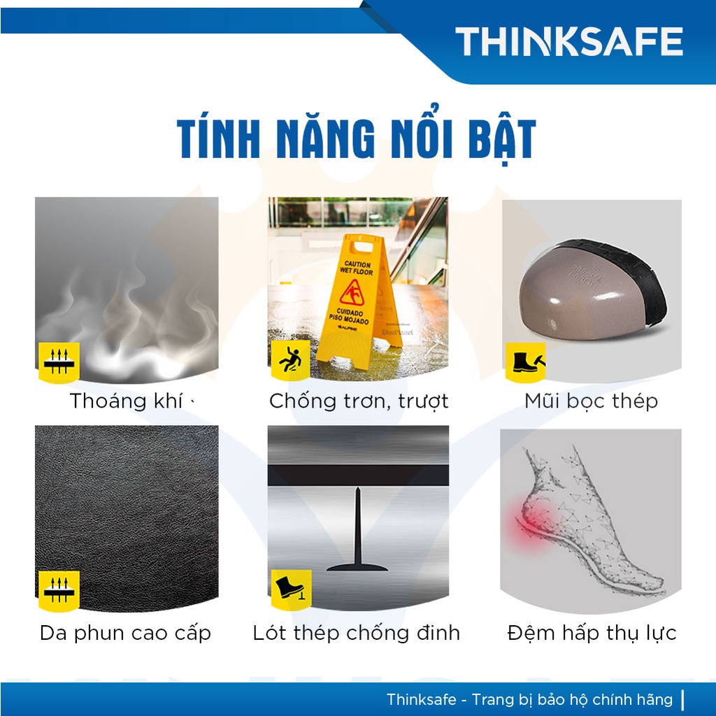 Giày bảo hộ lao động nam Thinksafe XP, Giày lao động chống đinh, thoáng khí, thời trang, chống va đập, siêu nhẹ thấp cổ