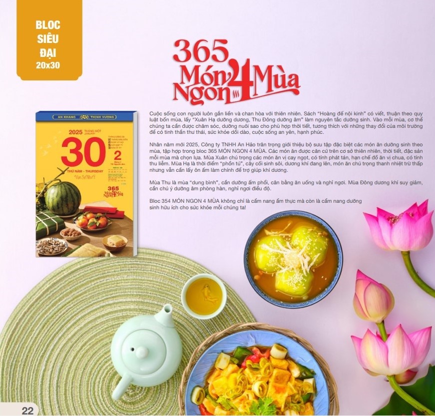 Lịch Bloc Siêu Đại 2025 - AH-10 365 món ngon 4 mùa