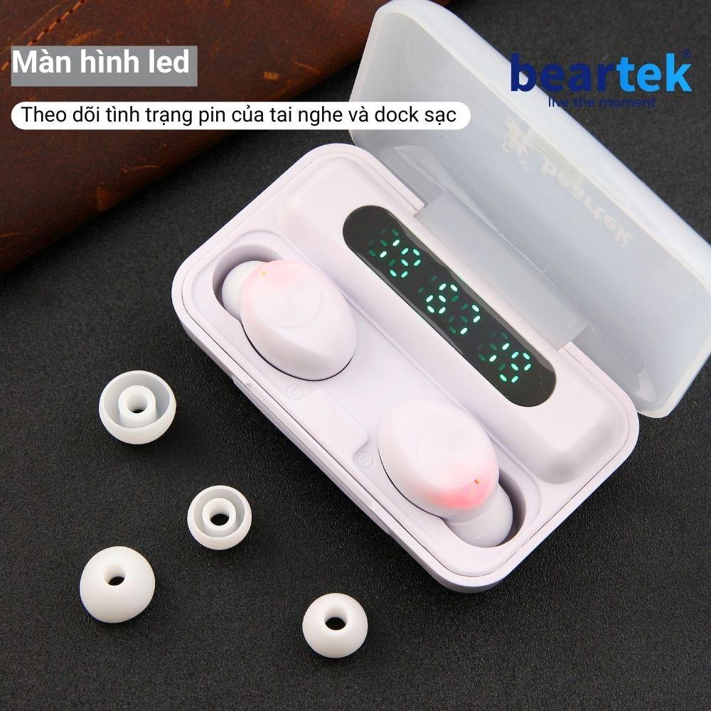 Tai Nghe Bluetooth Beartek Bearbuds B22 Chính hãng Kiêm sạc dự phòng - Có Nút Cảm Ứng - Bluetooth 5.0 Hiển thị %Pin