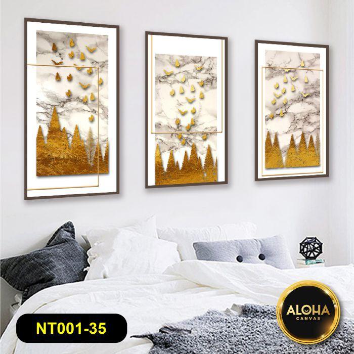 MUA 1 TẶNG 1 3 Tranh Canvas Treo Tường Đồng Quê Treo Phòng Khách Hút Tài Hút Lộc Tặng Đinh Treo