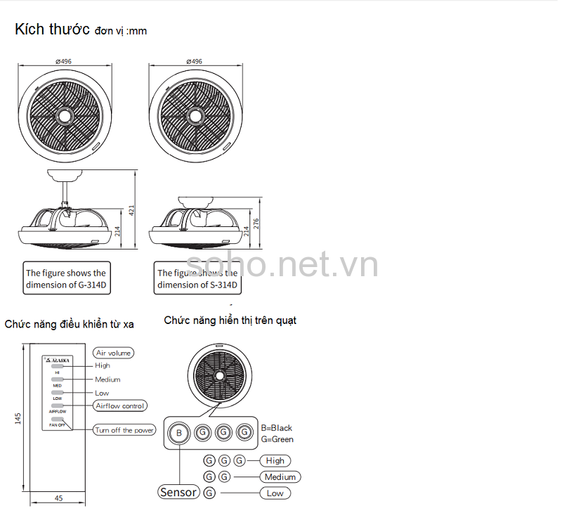 Quạt Làm Mát Treo Trần Alaska G-314D - Hàng chính hãng