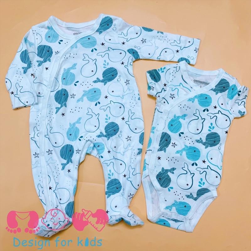 Sleepsuit / bodysuit vạt chéo hãng Orchestra xuất Pháp cho bé trai và bé gái