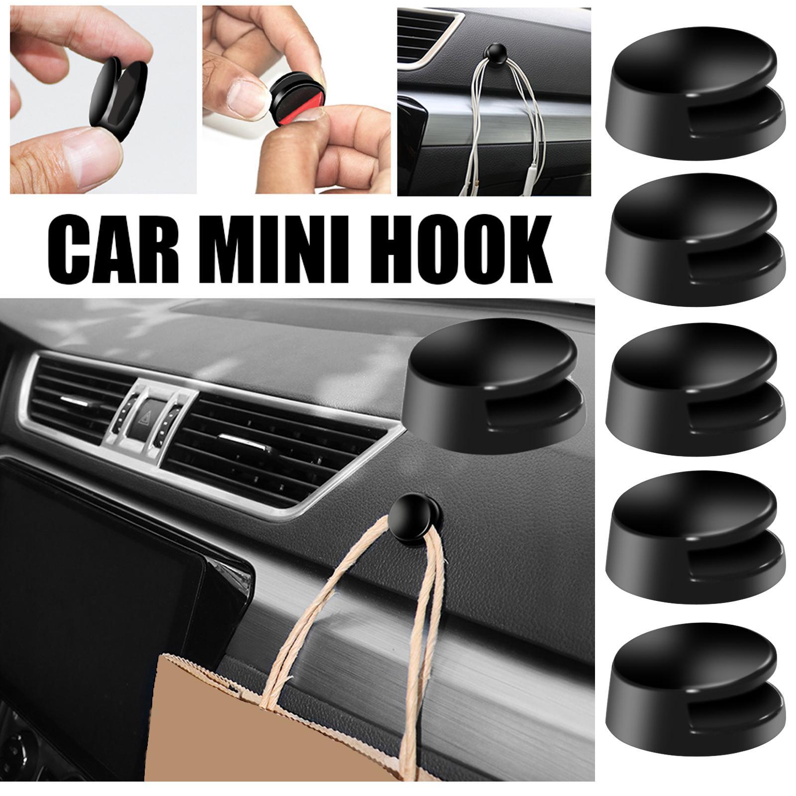 5Pcs Car Hooks Universal Multipurpose Black Car Seat Hook Auto Car Hanger Hook Holder Car Seat Headrest Car Hook Fit for Headphone Keychain