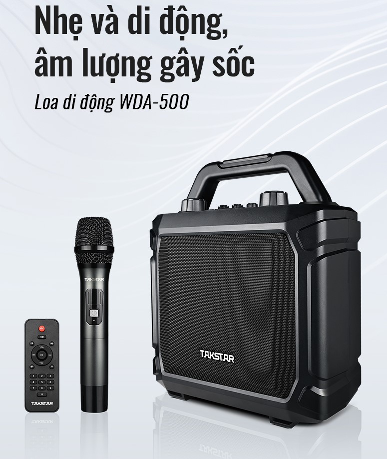 Loa trợ giảng Takstar WDA-500, tặng kèm 1 tay mic không dây, công suất max 40W, thích hợp cho Giảng dạy, biểu diễn ngoài trời, hàng chính hãng