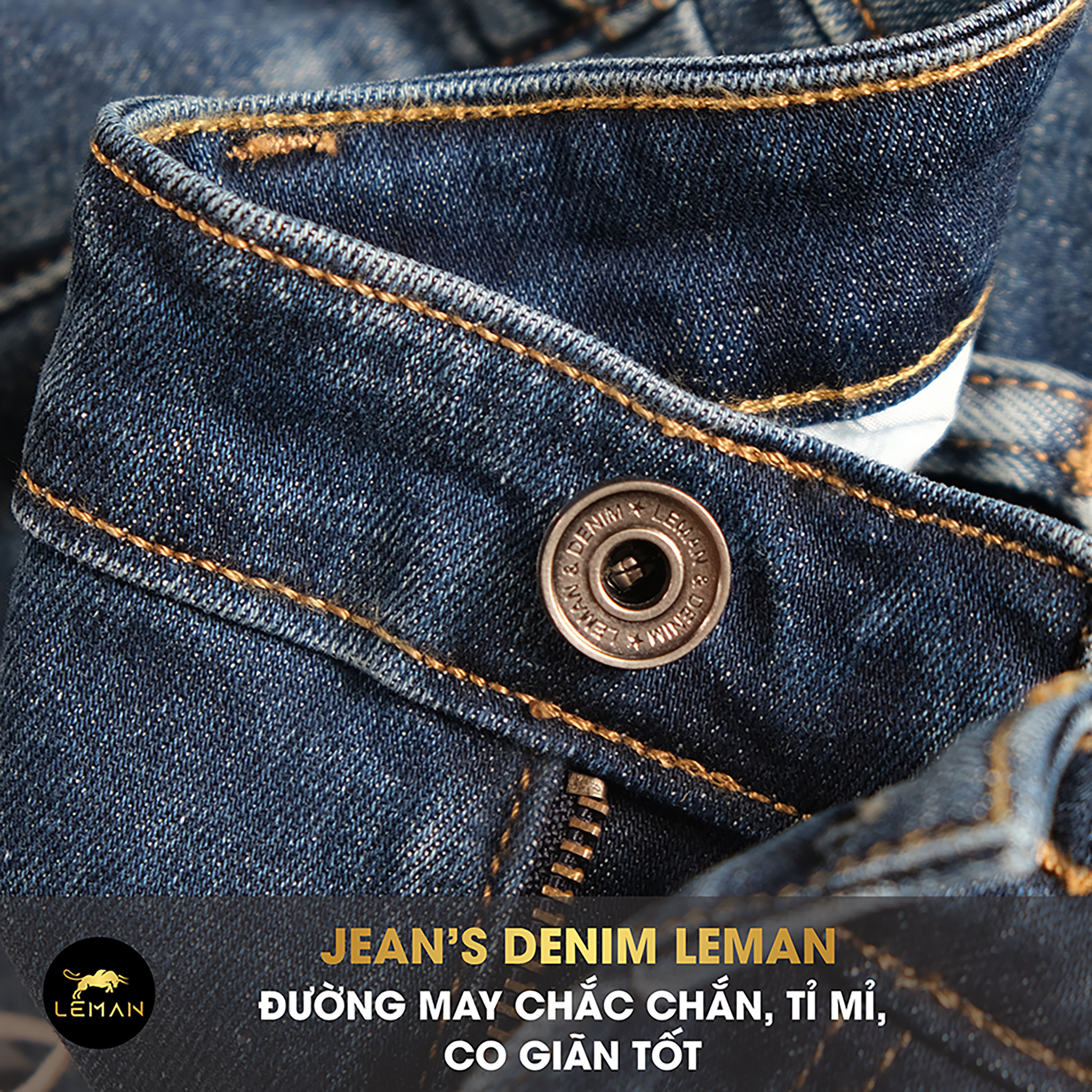 Quần Jean nam Leman xanh trơn JD08 - Slim Form