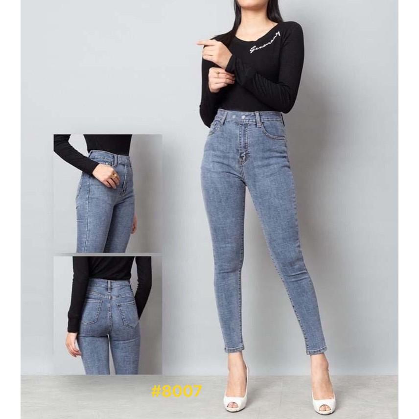 Quần jeans nữ cạp cao trên rốn siêu co giãn form dáng ôm siêu cao cấp