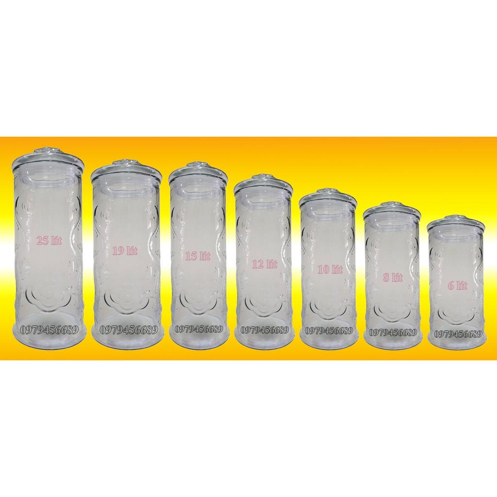 Bình ngâm rượu thủy tinh trụ rồng 19 lít không vòi