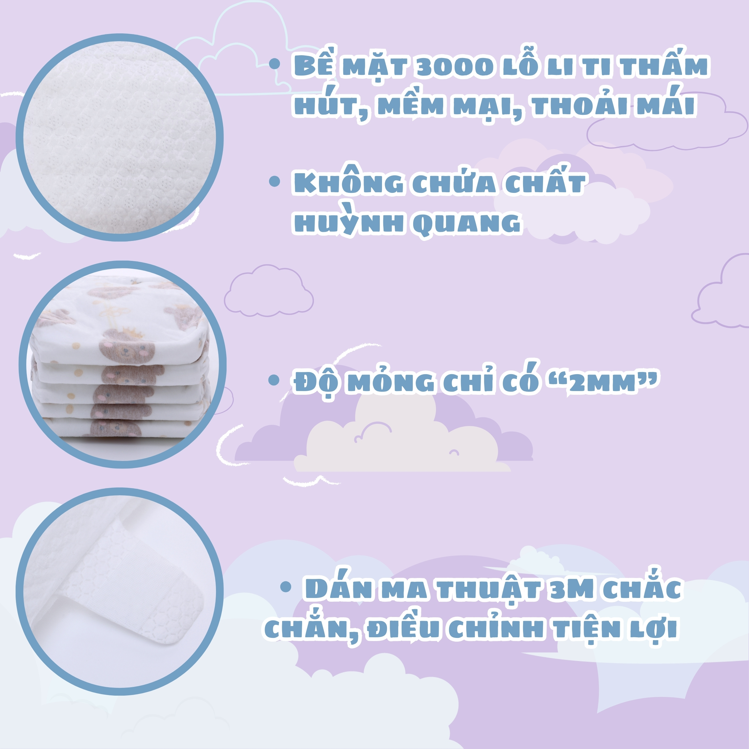 MiracleBaby - Tã dán tơ tằm size S/M/L/XL/XXL cho bé từ 4 - 17kg