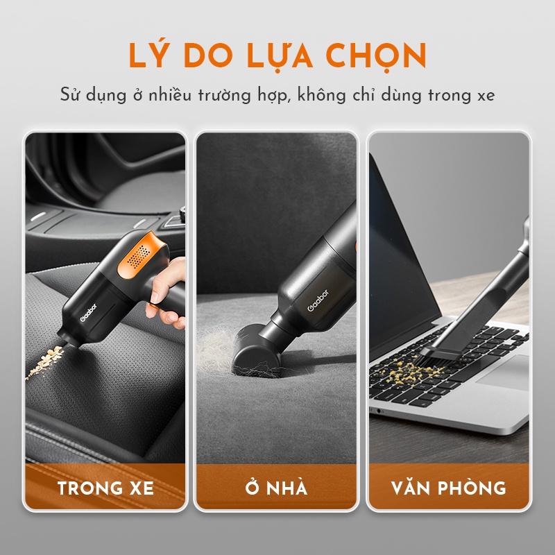 Máy hút bụi cầm tay GAABOR GVCC-M1A1 không dây lực hút mạnh, 4 đầu hút đa năng cho ô tô - Hàng chính hãng