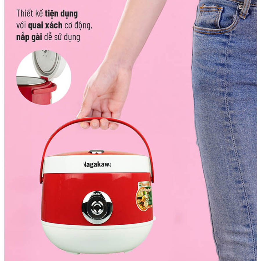 Nồi cơm điện Nagakawa NAG0101 - Màu Đỏ - Hàng chính hãng
