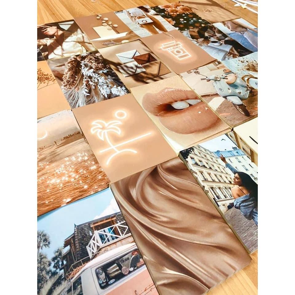 Set 24 hình Wall Collection Sticker dán tường trang trí decor phòng ngủ instargram - theme Be 1302