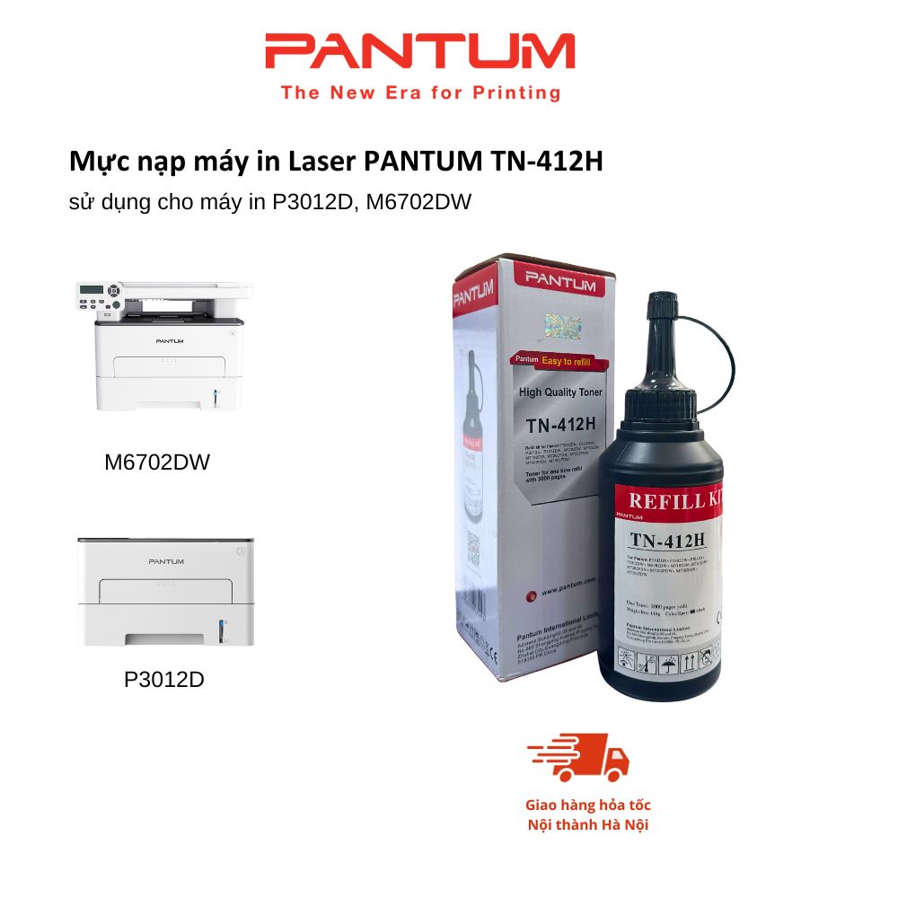 Mực nạp máy in Laser PANTUM TN-412H, sử dùng cho máy in PANTUM P3012D, M6702DW - Hàng chính hãng