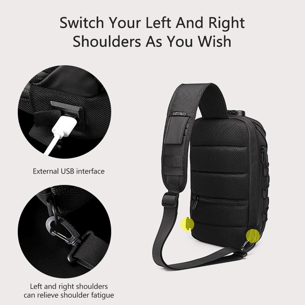 Túi đeo vai trước ngực dành cho nam, phong cách mới trẻ trung, chất liệu không thấm nước