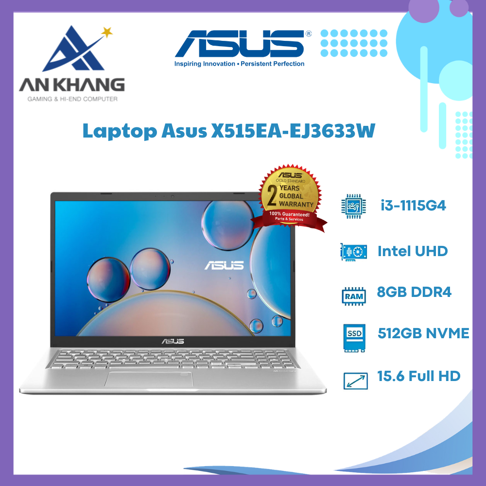 Laptop Asus X515EA-EJ3633W (i3-1115G4/RAM 8GB/ 512GB SSD/WIN11) - Hàng Chính Hãng - Bảo Hành 24 Tháng