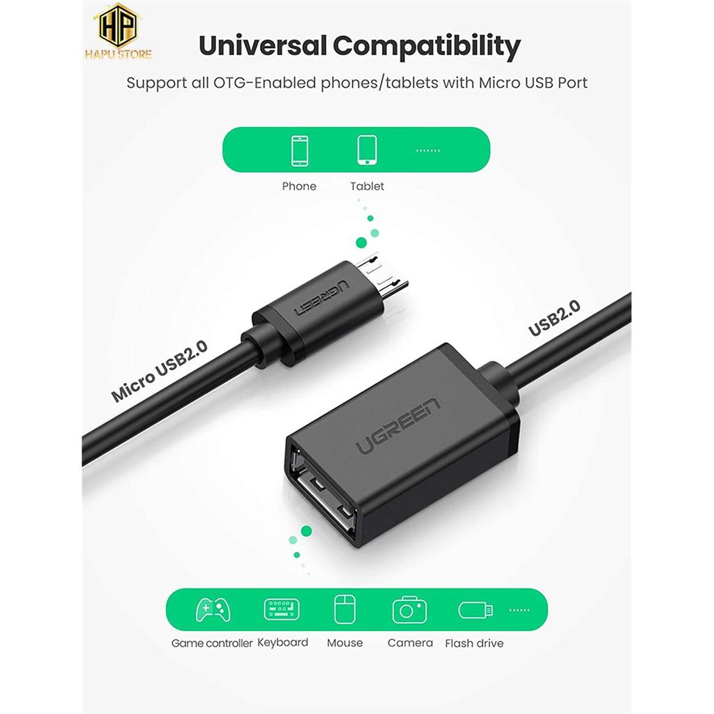 Cáp Micro USB 2.0 OTG Ugreen 10396 đen chính hãng - Hàng Chính Hãng