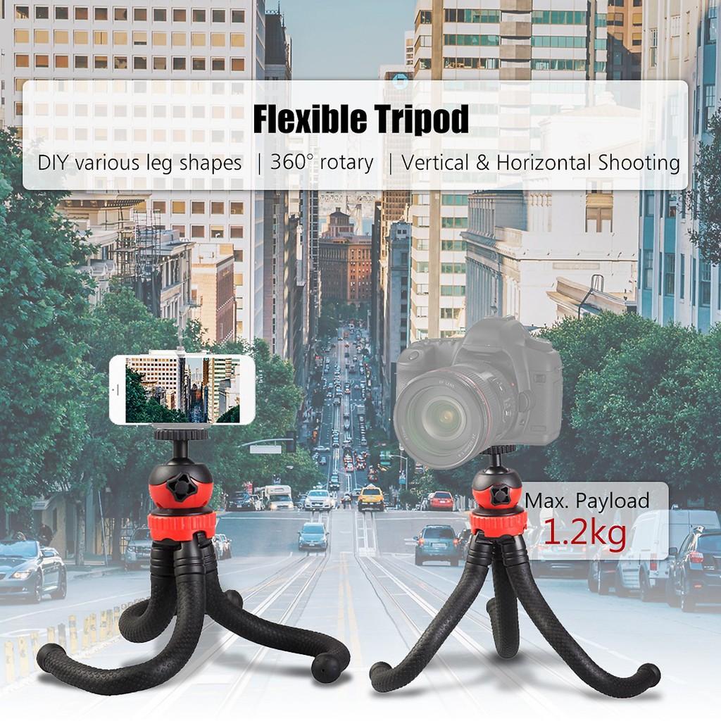 Chân đế máy ảnh, chân đế điện thoại Tripod Ballhead Mini Octopus Flexible kèm kẹp điện thoại
