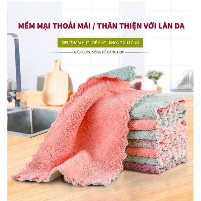 BÁN SỶ KT 25*25cm Khăn lau bếp đa năng 2 mặt siêu thấm (lau bếp, bát đĩa, bàn ghế...) kháng khuẩn