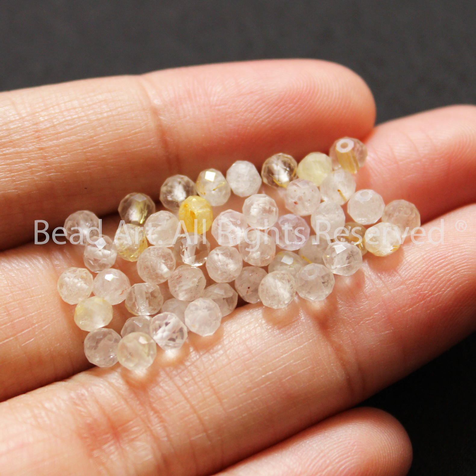 4x3MM Đá Super Seven, Đá Thông Thái Tông Trắng Vàng, Phối Vòng Tay Phong Thuỷ, Chuỗi Hạt - Bead Art