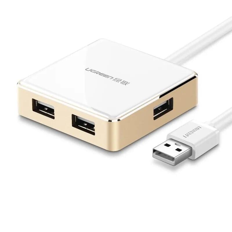 Ugreen UG20797US170TK 1M màu Vàng Bộ chia HUB USB 2.0 sang 4 USB 2.0 vỏ hợp kim nhôm hỗ trợ nguồn 5V - HÀNG CHÍNH HÃNG