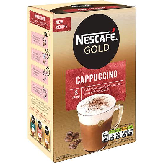 [Tặng 1 ly tiện dụng Nescafe] Combo 2 hộp cà phê hòa tan cao cấp Nescafé Gold Cappuccino 8x15.5g (giao mẫu quà ngẫu nhiên)