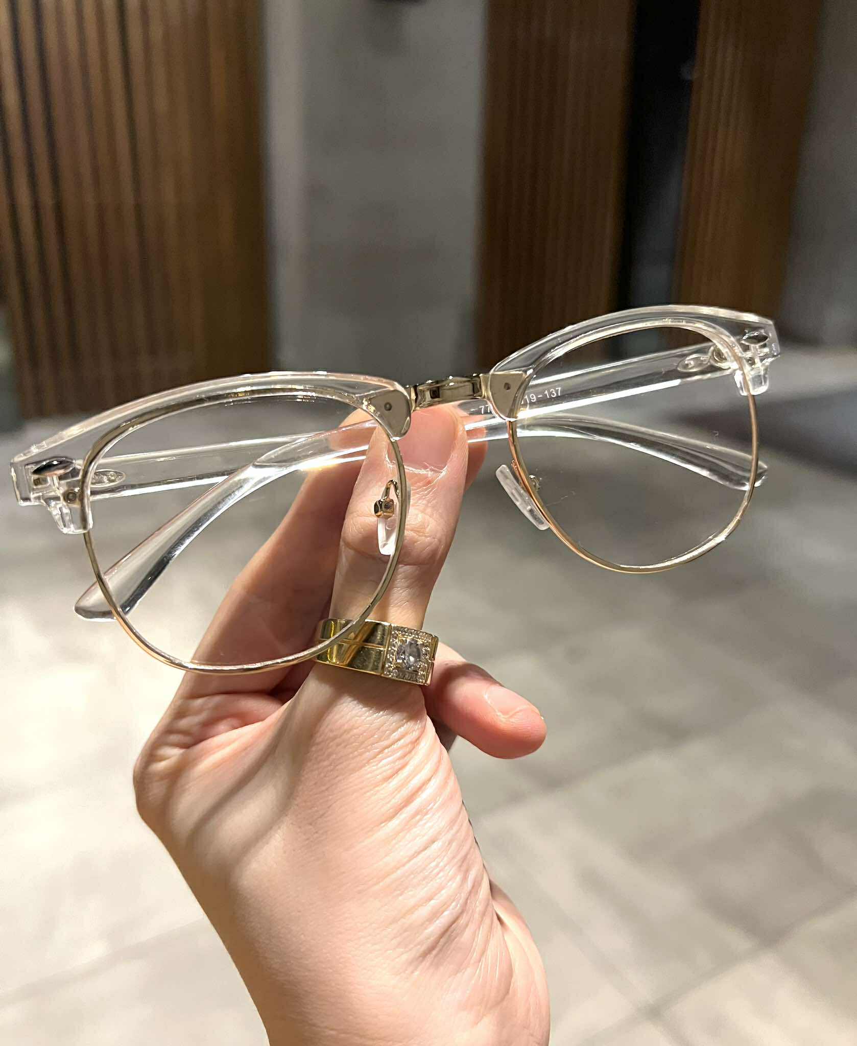 Kính Trong suốt dáng CLub nửa viền unisex cho nam nữ