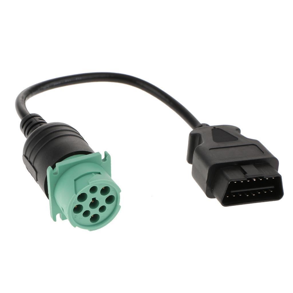 Pair 9 Pin Male to OBDII 16 Pin Adapter Connector Cable for Truck