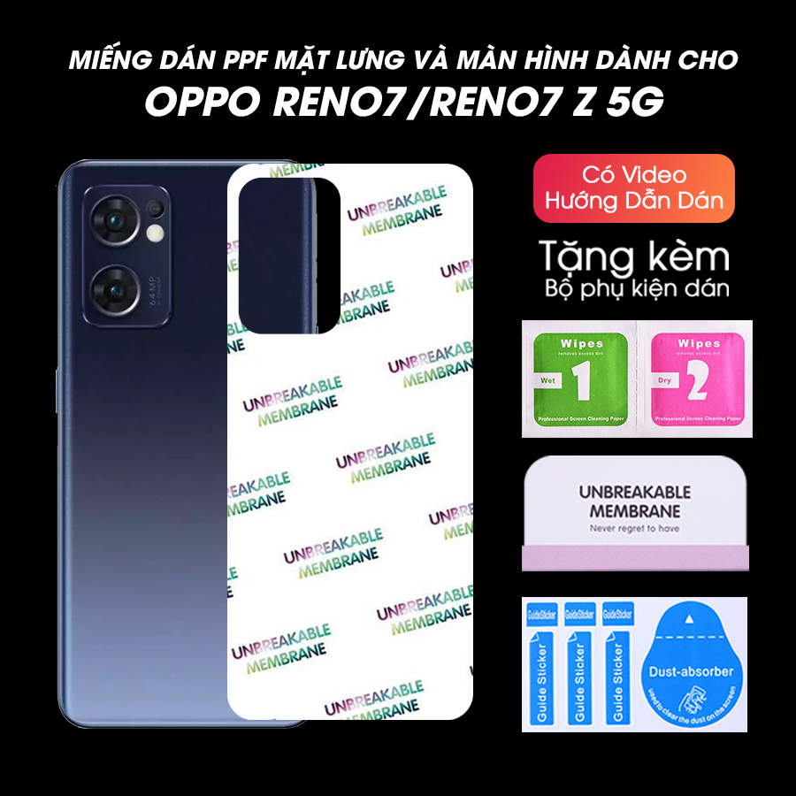 Dán Dẻo PPF Mặt Lưng, Màn Hình Dành Cho Oppo Reno7/Reno7 Z 5G Chống Trầy Xước Kèm Bộ Phụ Kiện Dán - Handtown - Hàng Chính Hãng