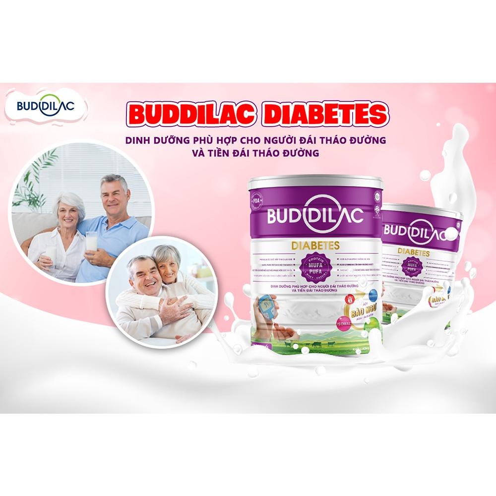 Sữa Bột BUDDILAC Diabetes Cho Người Tiểu Đường Ổn Định Đường Huyết Ngăn Ngừa Mỡ Máu lon 900gr