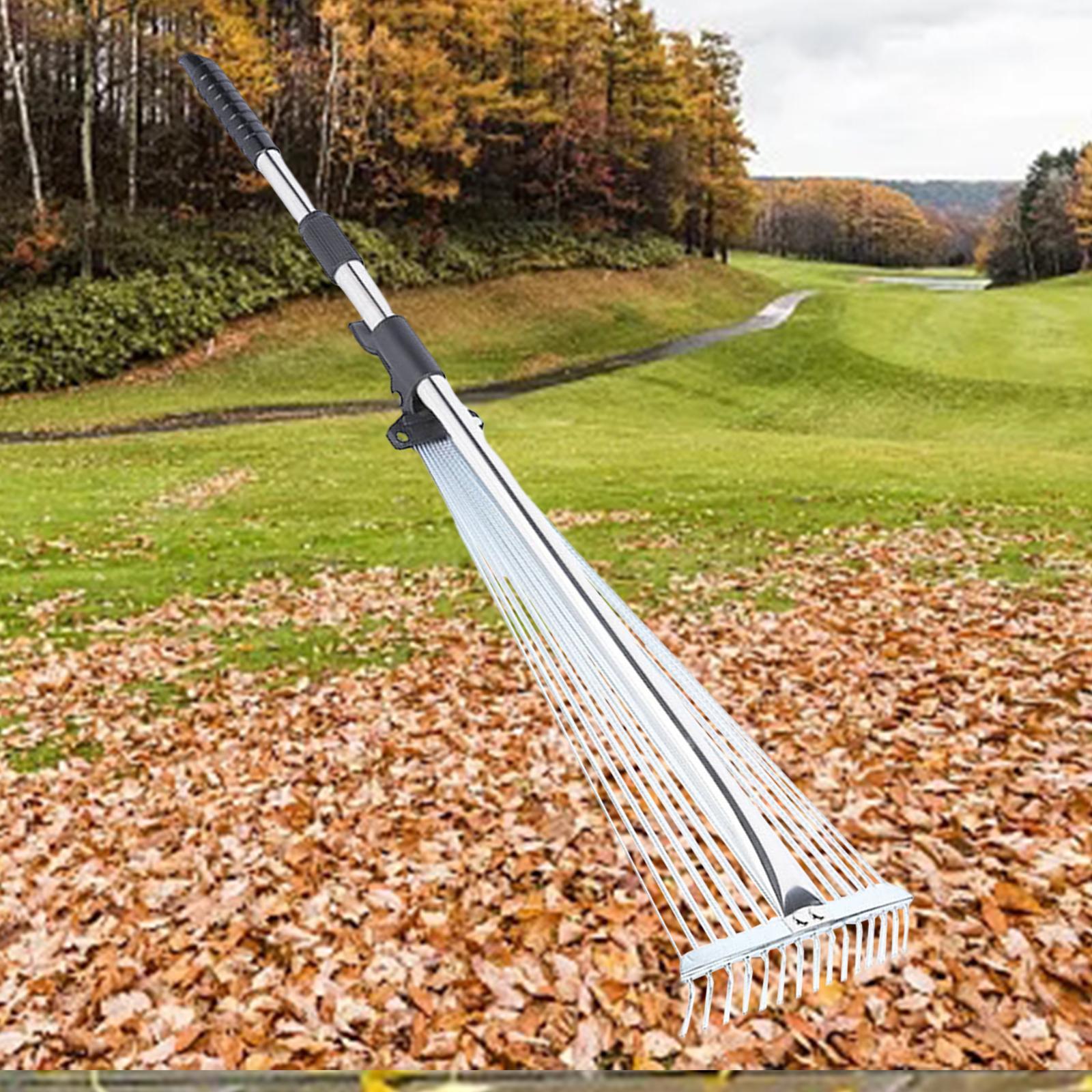 Scalable Garden Rake Gardening Tool Rake Cleaning Leaves Sticks and Debris Telescoping Handle Telescopic Leaf Rake for Lawn Grass Removal