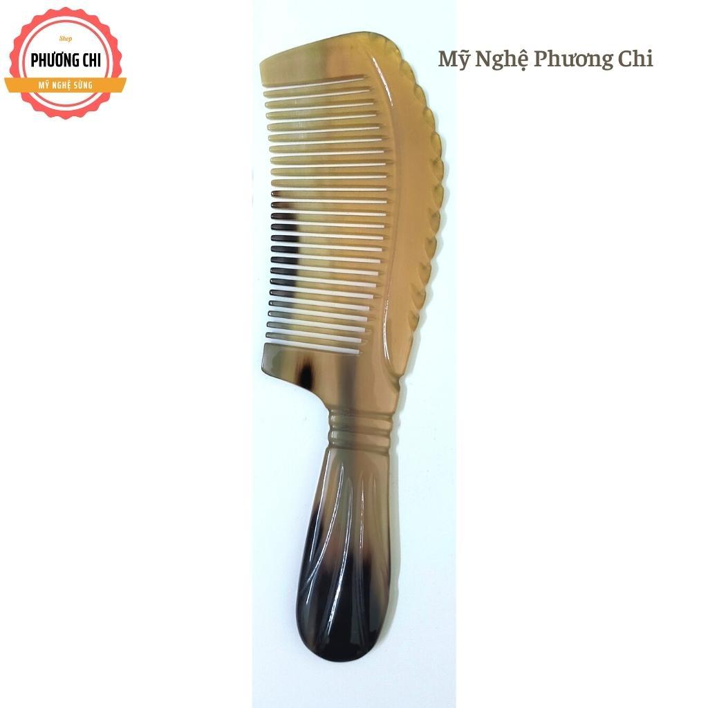 Lược sừng khía thân trắng nưa đẹp dài 20cm, lược chải tóc gỡ rối massage đầu