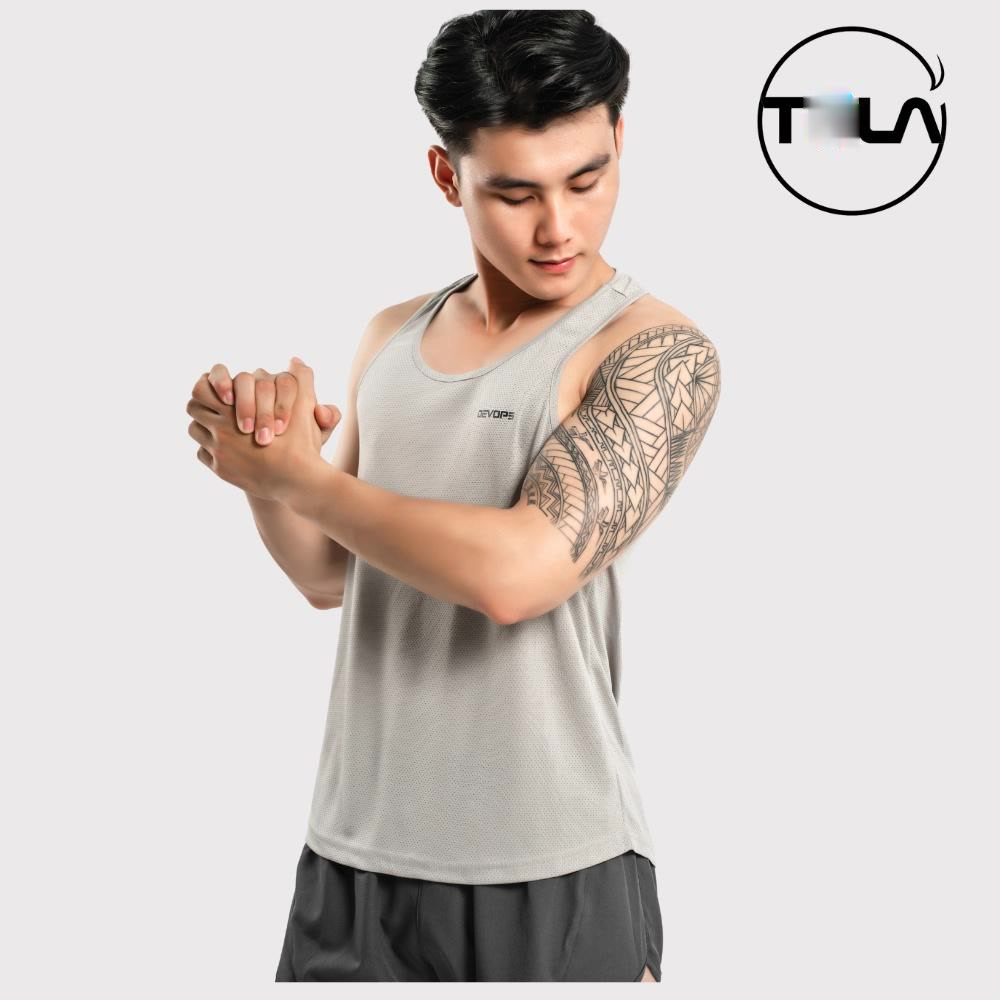 Áo thể thao ba lỗ nam Tsla Devops form rộng dạng lưới mặc tập gym work out yoga DEH1004