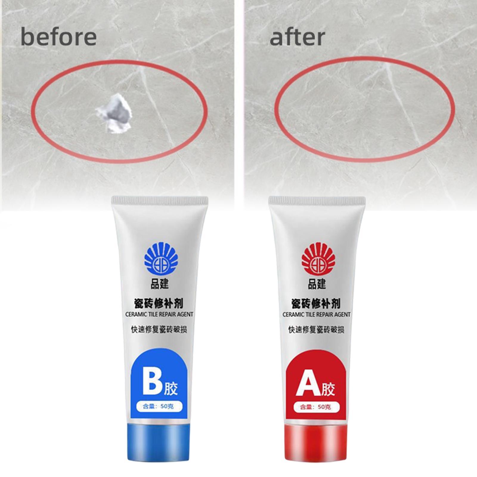 2x Tile Repair Agent Tub Repair Fix Hole Ceramic Repair Paste for Bathtub Toilet Shower