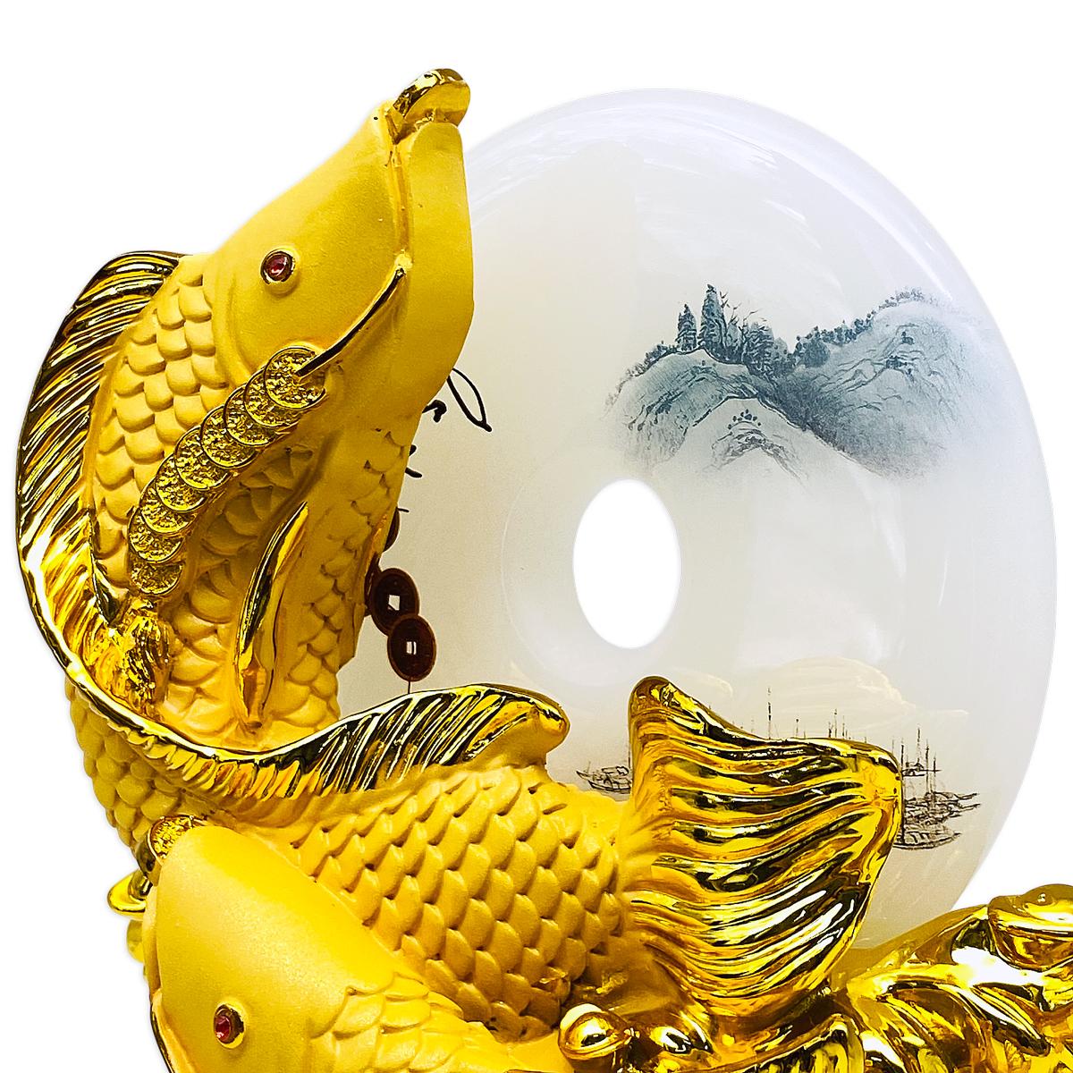 Tượng Phong Thủy Cá Rồng Vàng Kim Long Chiêu Tài - Trang Trí Tết - 25-D25103