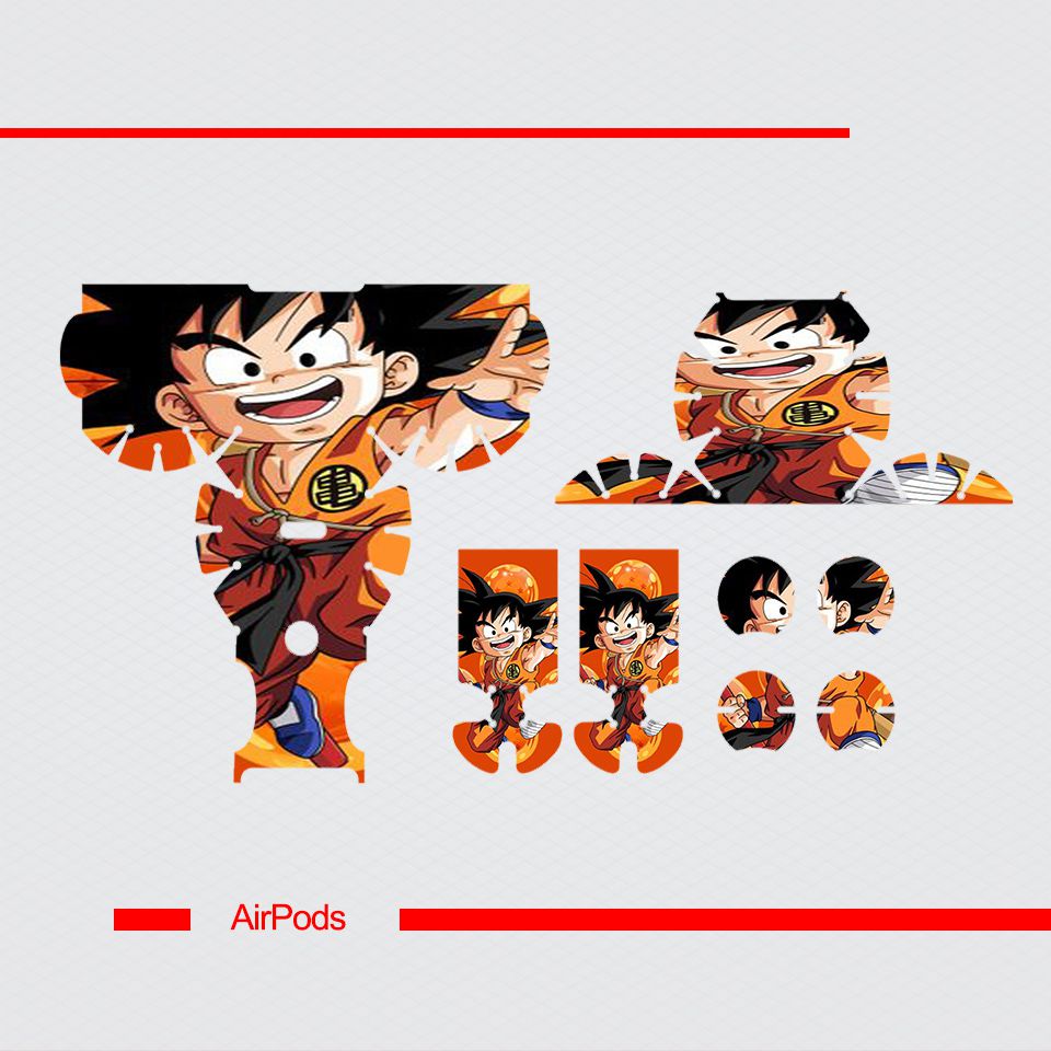 Miếng dán skin chống bẩn cho tai nghe AirPods in hình Songoku Dragon Ball - 7vnr027 (bản không dây 1 và 2)